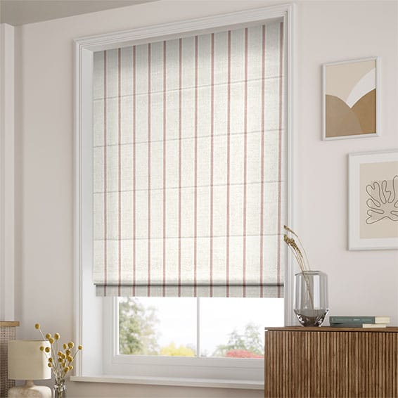 ColorizedZoom Electric Twill Stripe Blush Roman Blind 7354