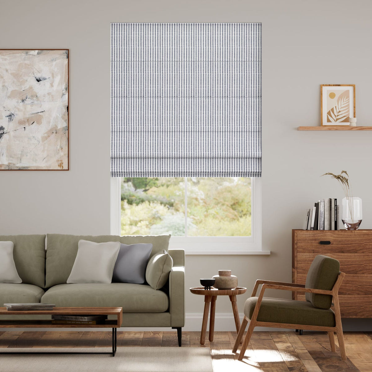 Colorized Ella Stripe Navy  Roman Blind 7413