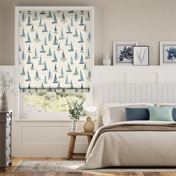Colorized Sail Away Sky Blue Roman Blind 7460