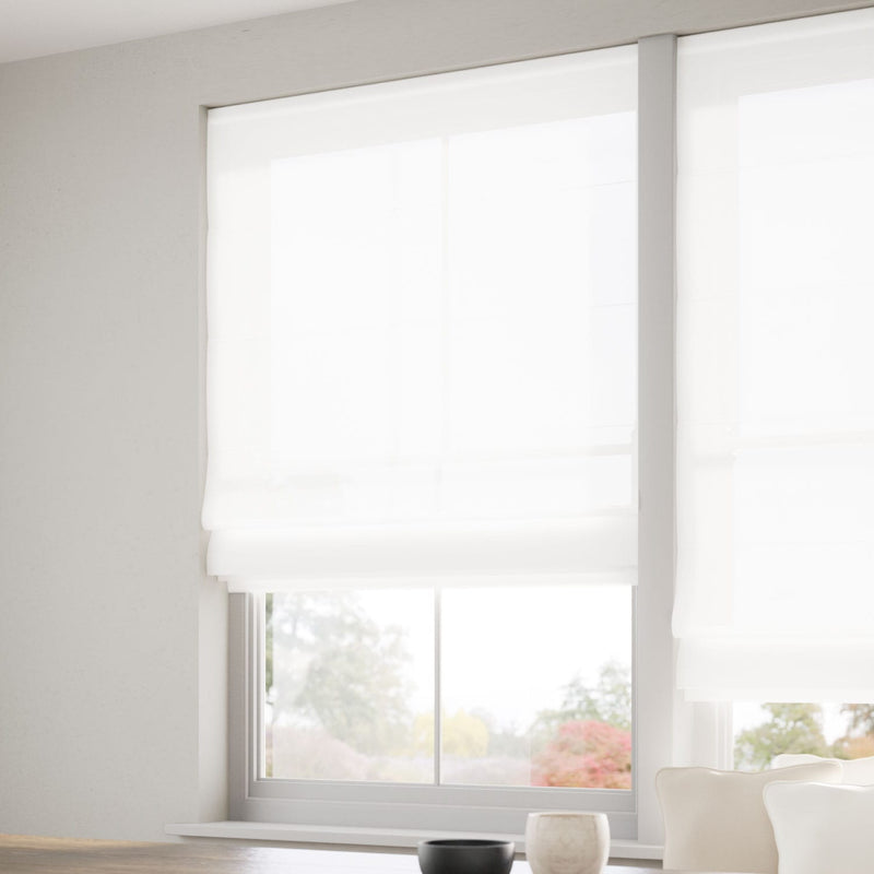 ColorizedZoom Cirrus Voile Bright White Roman Blind 7601