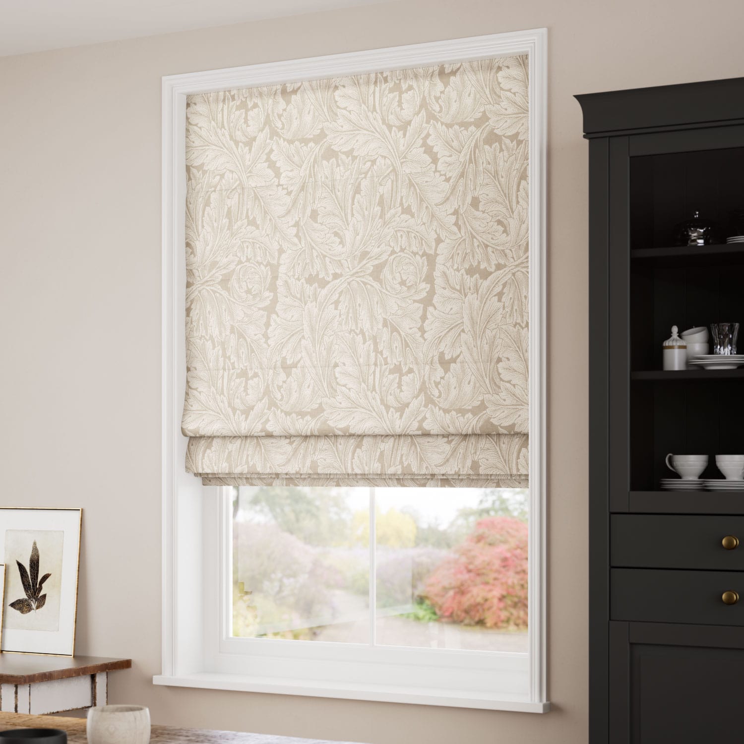 ColorizedZoom William Morris Acanthus Jacquard Soft Gold Roman Blind 7609