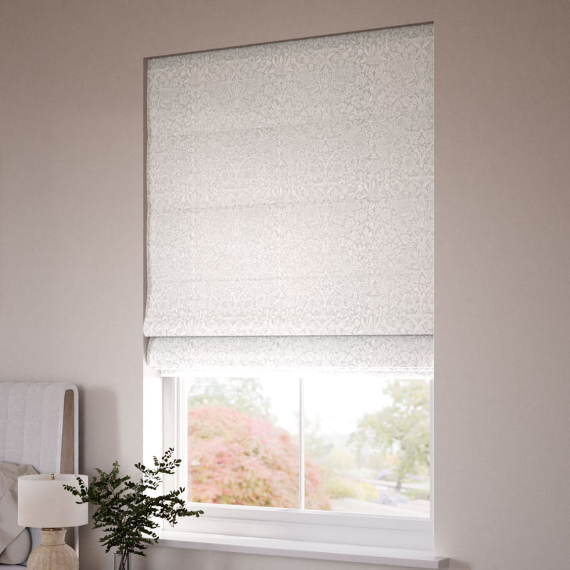 ColorizedZoom William Morris Strawberry Thief Jacquard Oyster Roman Blind 7615