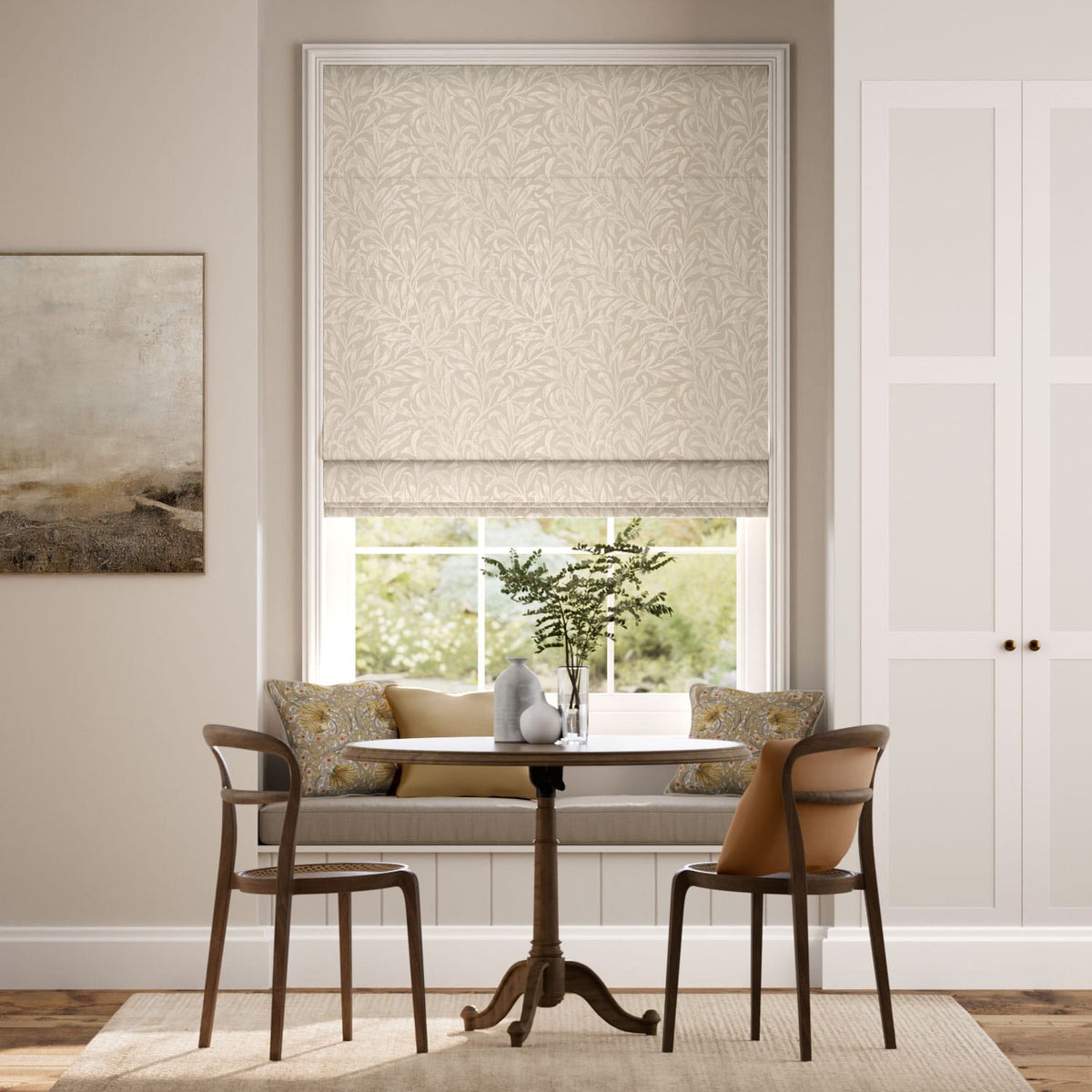 Colorized William Morris Willow Bough Jacquard Soft Gold Roman Blind 7620