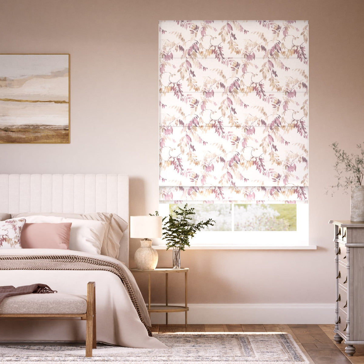 Colorized Watercolour Canopy Mauve Roman Blind 7702