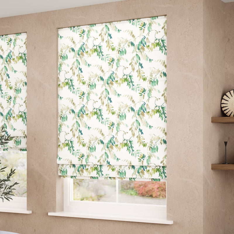 ColorizedZoom Watercolour Canopy Leaf Green Roman Blind 7701