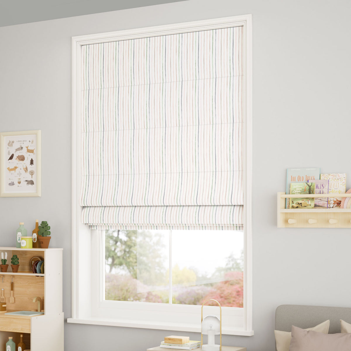 ColorizedZoom Suki Stripe Blossom Roman Blind 7722
