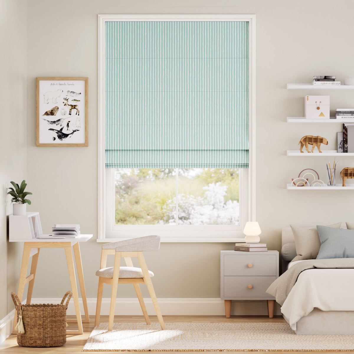 Colorized Suki Stripe Duck Egg Roman Blind 7725