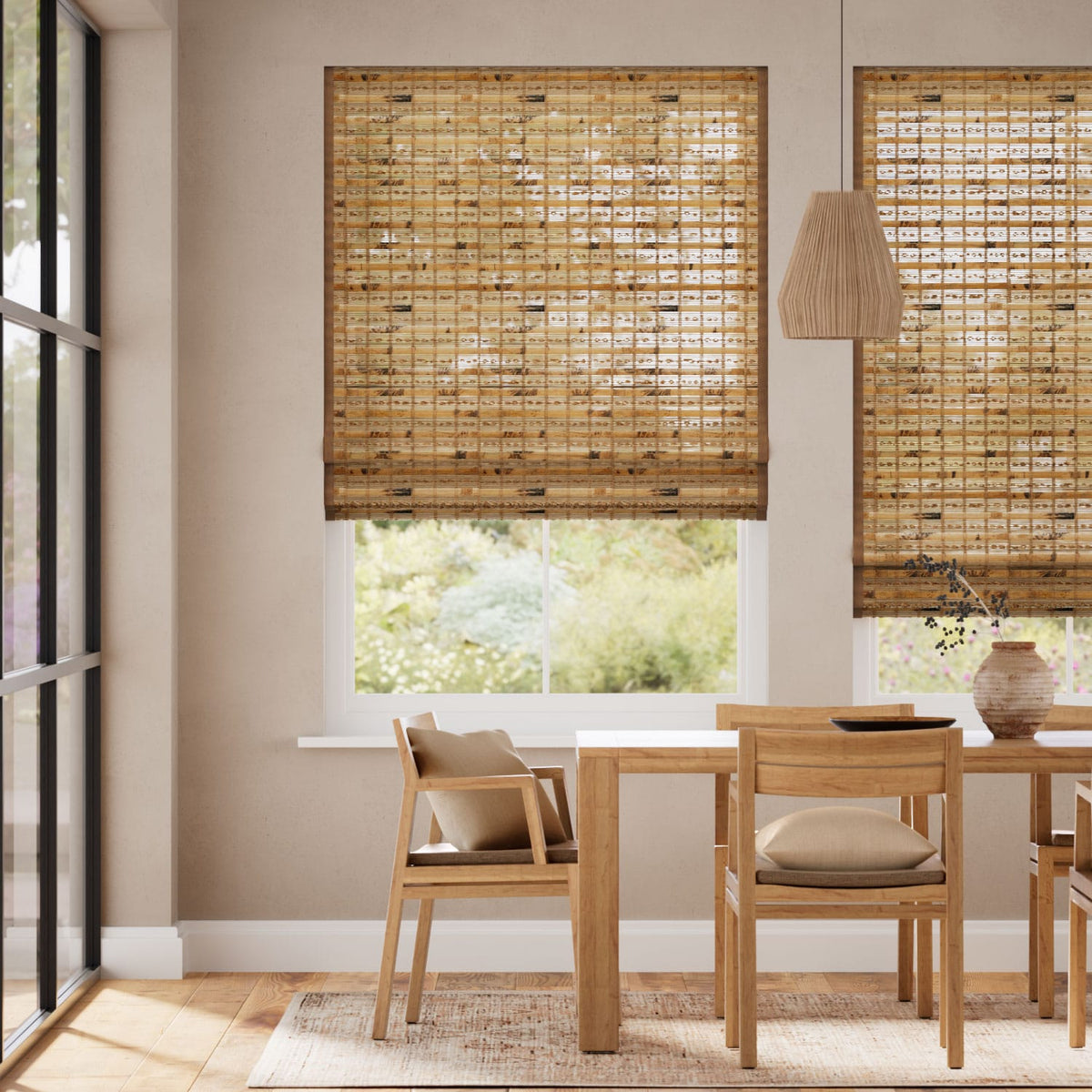 Colorized Electric Java Cedar & Demerara Roman Blind 7734