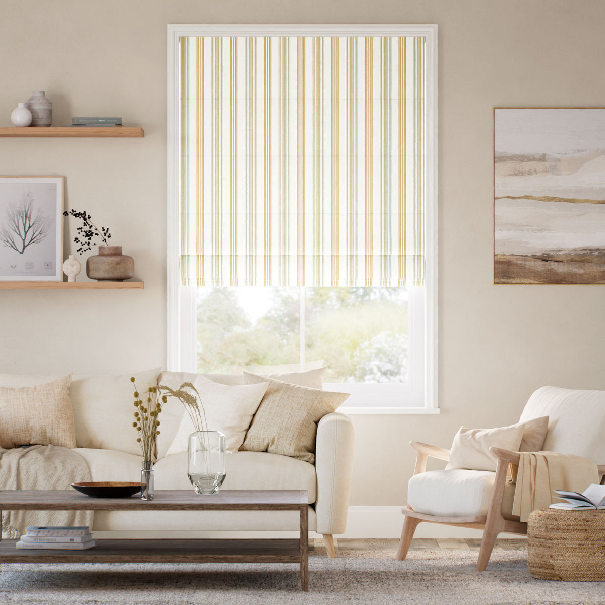 Colorized Valley Stripe Clouds & Sunshine Roman Blind 7805