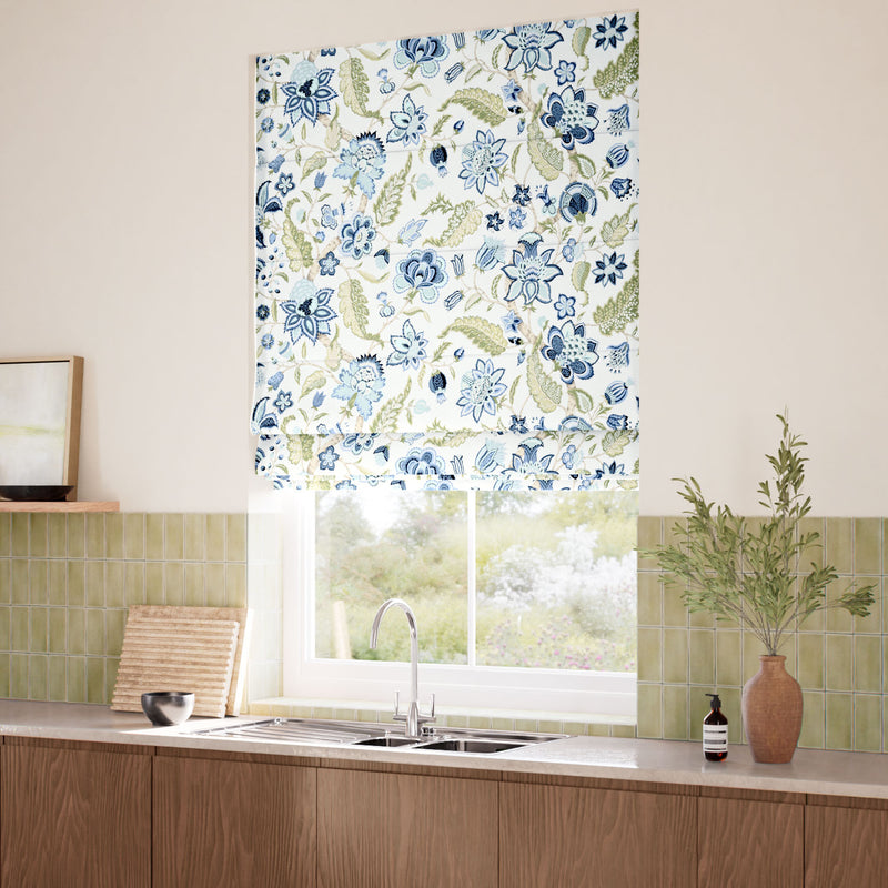 ColorizedZoom Newnham Courtney Cobalt Sage Roman Blind 7813