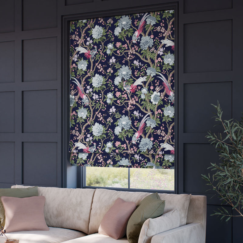 ColorizedZoom Elysian Paradise Ink Roman Blind 7836