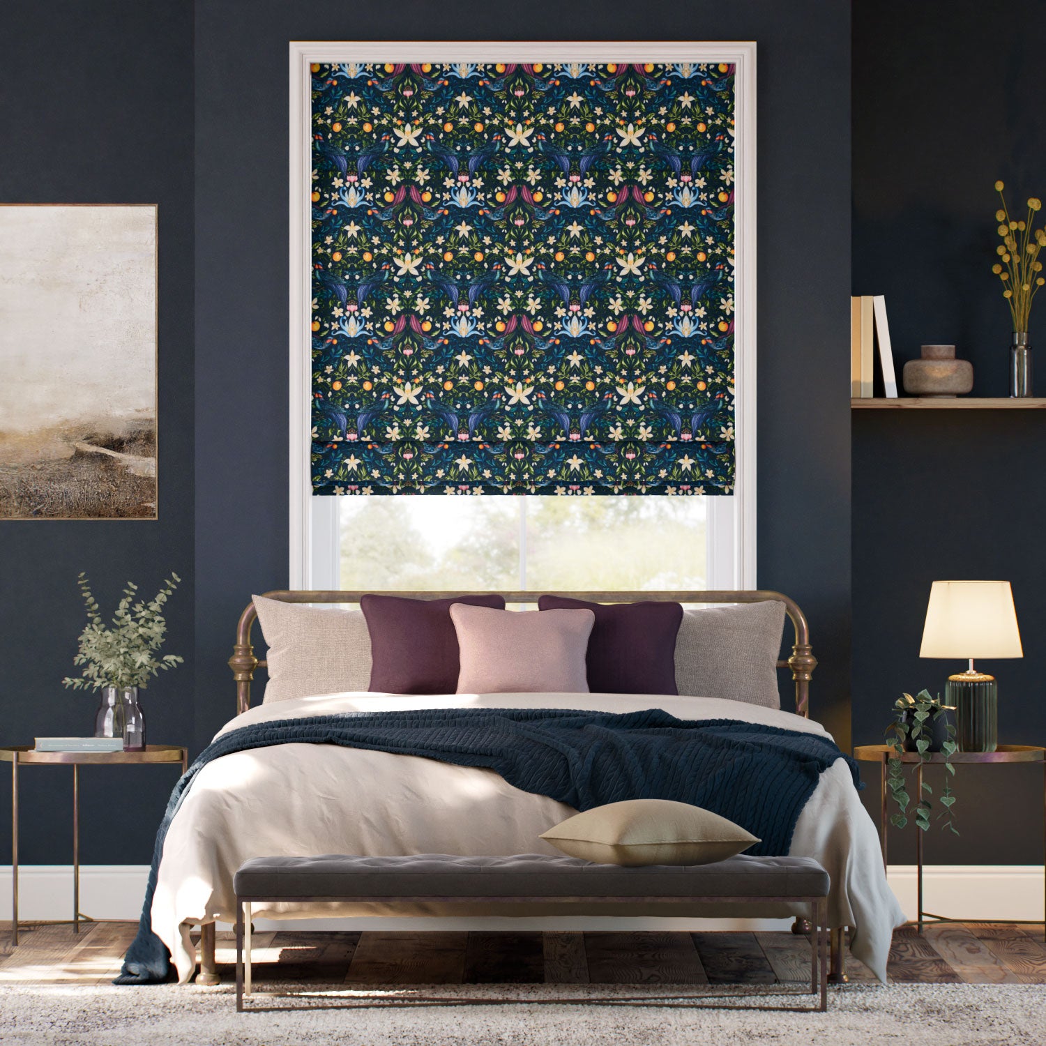 Colorized Forbidden Fruit Nightfall Roman Blind 7840