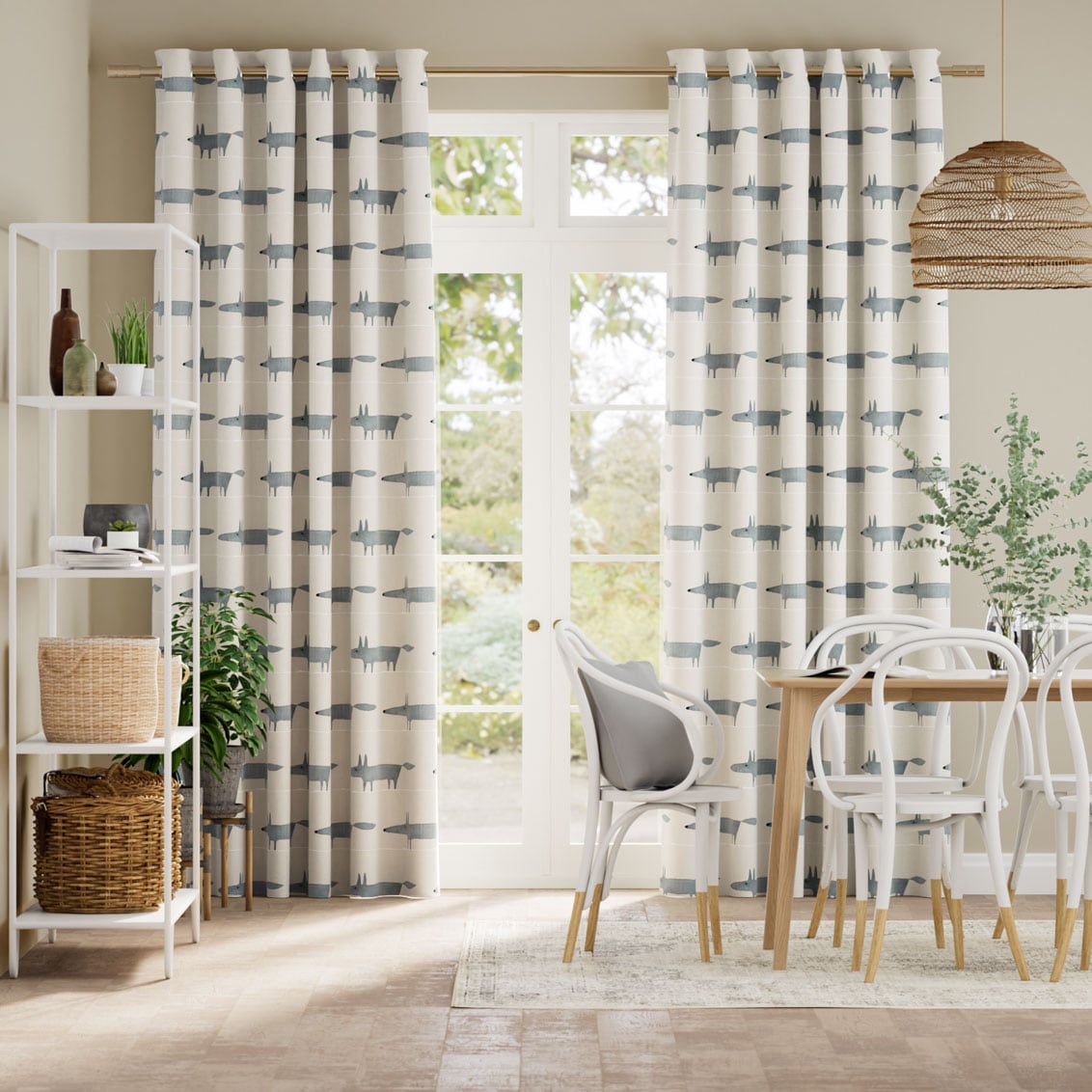 Colorized Mr Fox Mini Neutral Curtains 5445