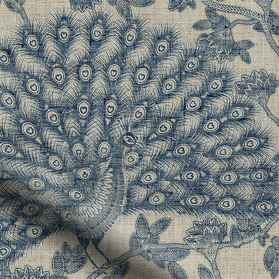 ColorizedZoom Pinion Vintage Linen Storm Blue Curtains 5534