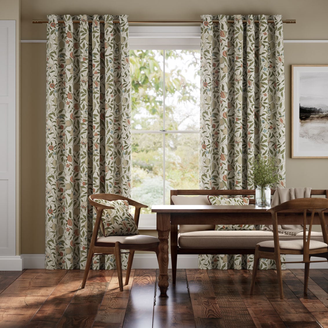 Colorized William Morris Fruit Autumn Curtains 5816
