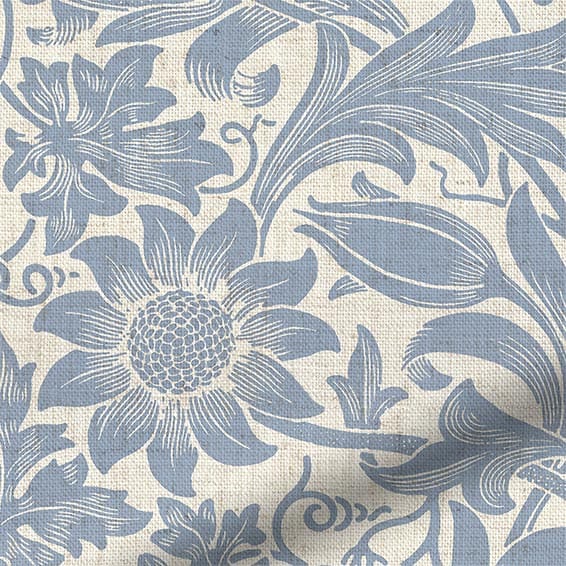 ColorizedZoom William Morris Sunflower Vintage Blue Curtains 5831