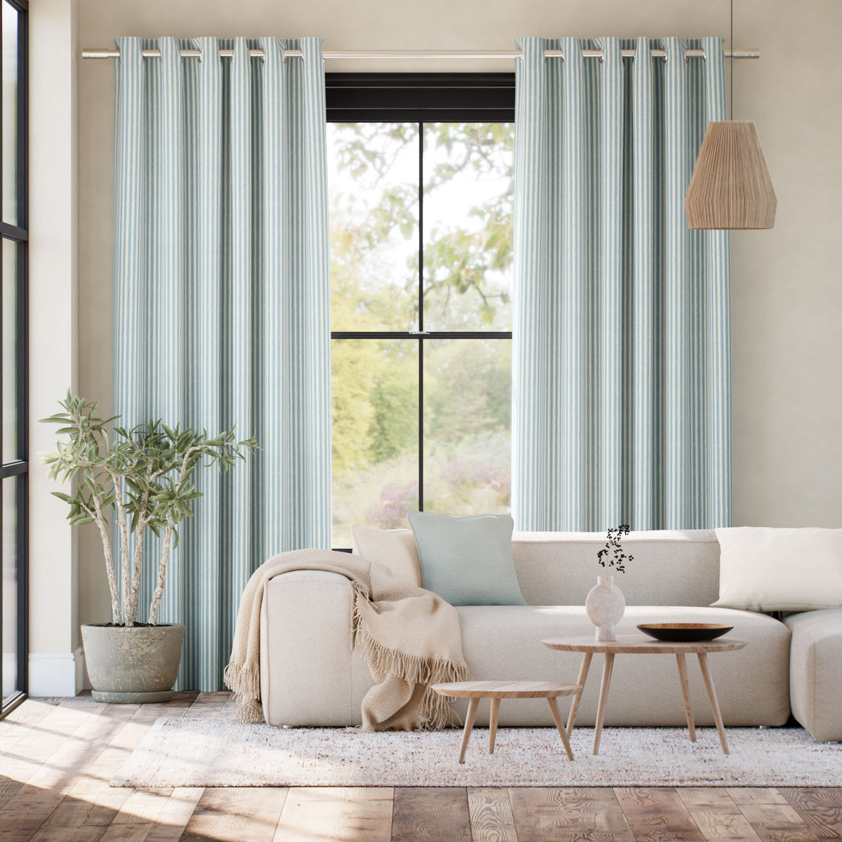 Colorized Tiger Stripe Blue Eggshell Curtains 5849