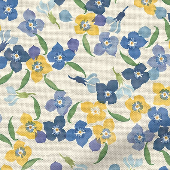 ColorizedZoom Tiny Wallflower Blue Curtains 5858