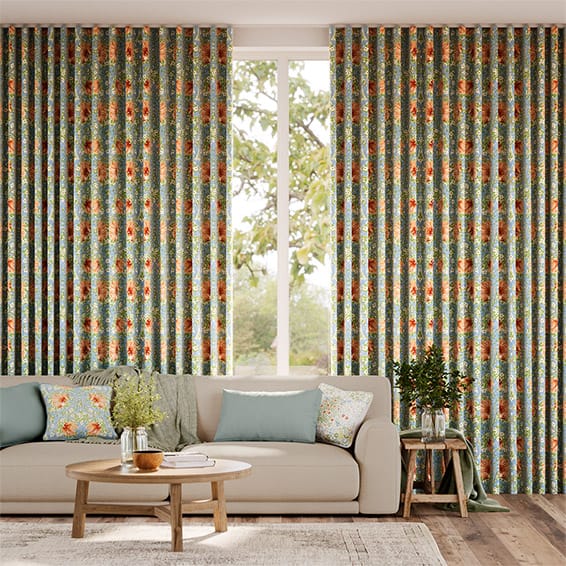 Colorized William Morris Pimpernel Clementine  Curtains 5904