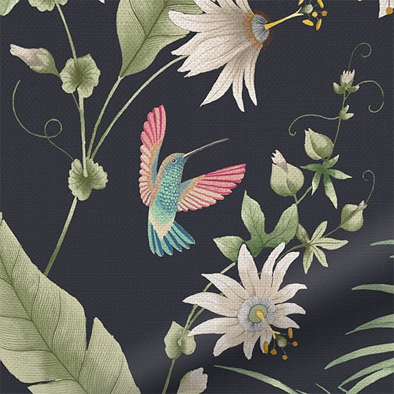 ColorizedZoom Hummingbird Charcoal Curtains 6036