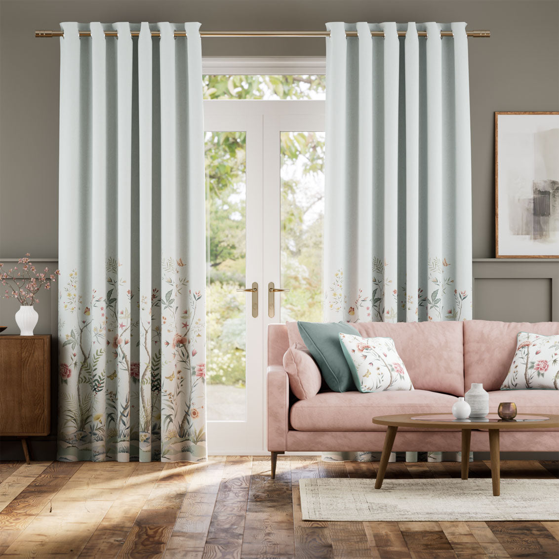 Colorized Chinoiserie Duck Egg Curtains 6044