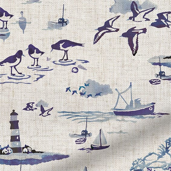 ColorizedZoom Shoreline Toile Blue Curtains 6066