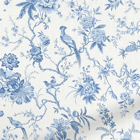 ColorizedZoom Bird Toile French Blue Curtains 6132