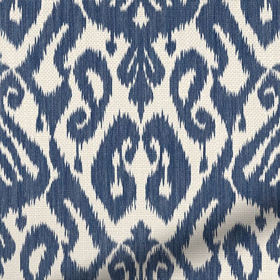 ColorizedZoom Ikat Damask Ink Blue Curtains 6139