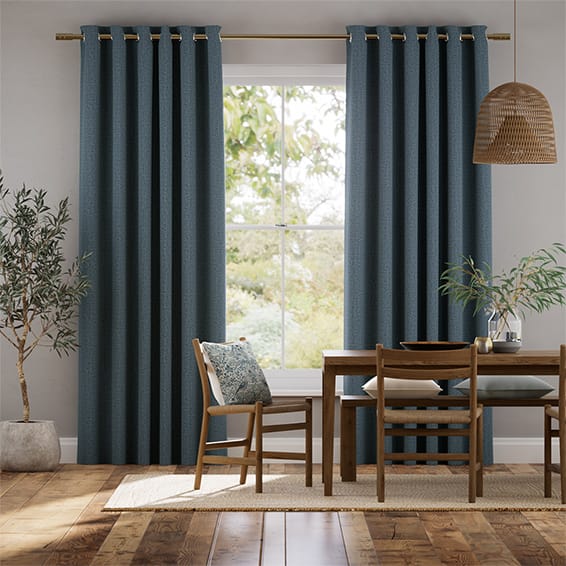 Colorized Delphi Chenille Weave Nordic Blue Curtains 6150