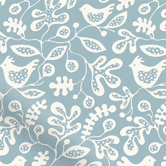 ColorizedZoom Tweets & Berries Sky Blue Curtains 6210