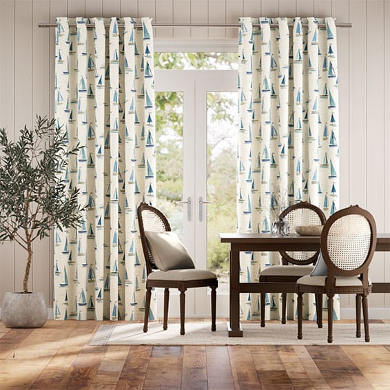 Colorized Sail Away Sky Blue Curtains 6242