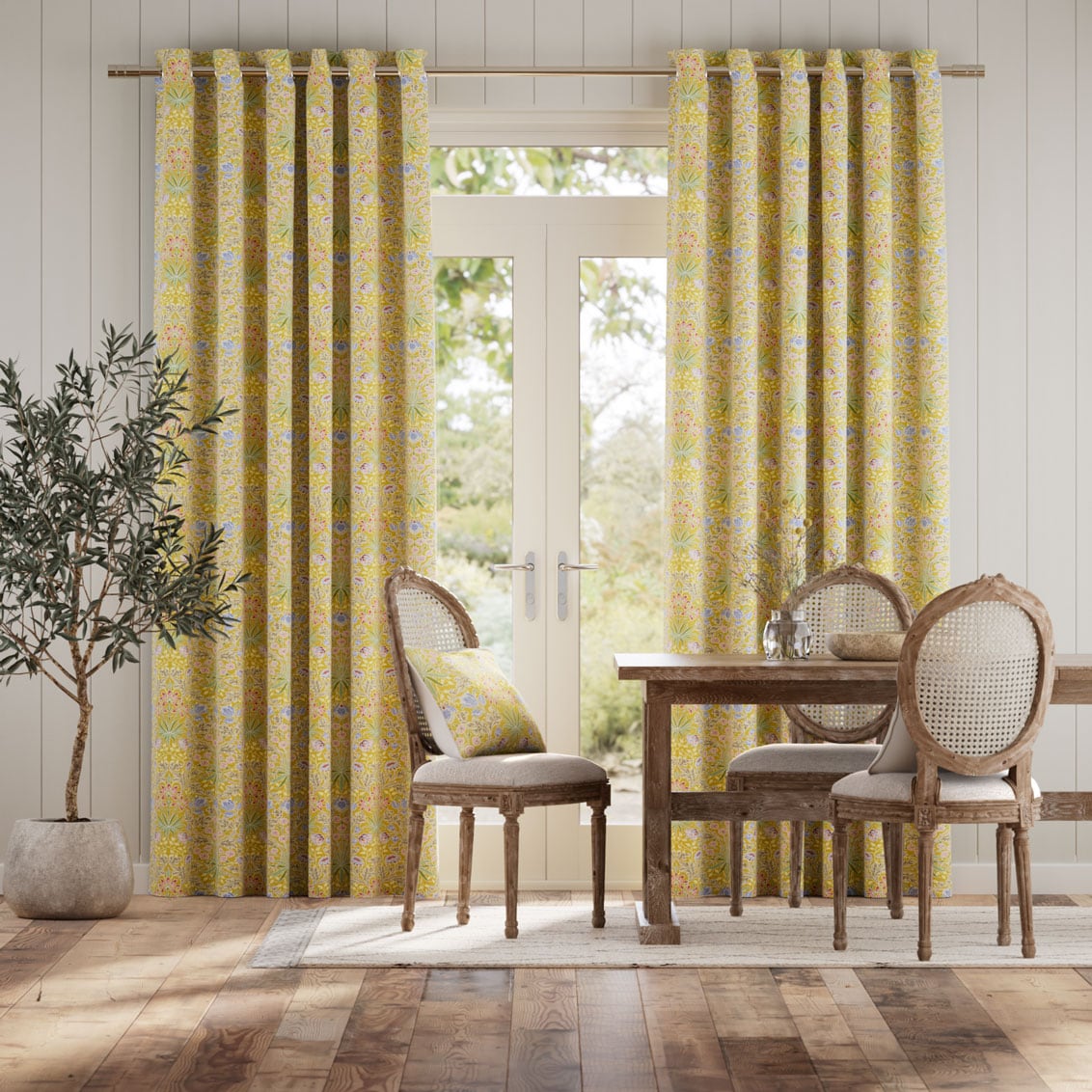 Colorized William Morris Hyacinth Saffron Curtains 6258