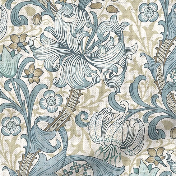 ColorizedZoom William Morris Golden Lily Powder Blue Curtains 6267