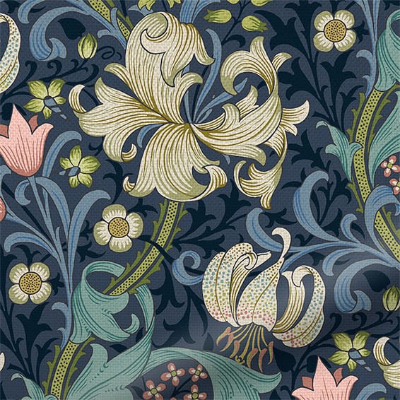 ColorizedZoom William Morris Golden Lily Twilight Curtains 6268