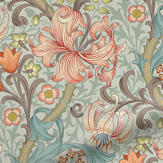 ColorizedZoom William Morris Golden Lily Coral Curtains 6261