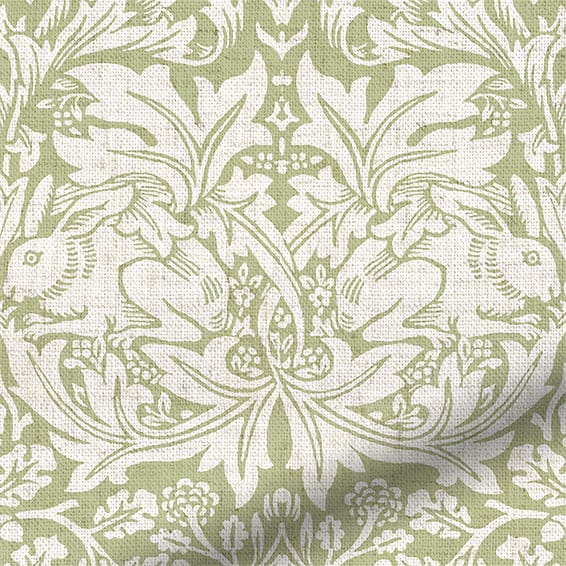ColorizedZoom William Morris Brother Rabbit Aloe Curtains 6271