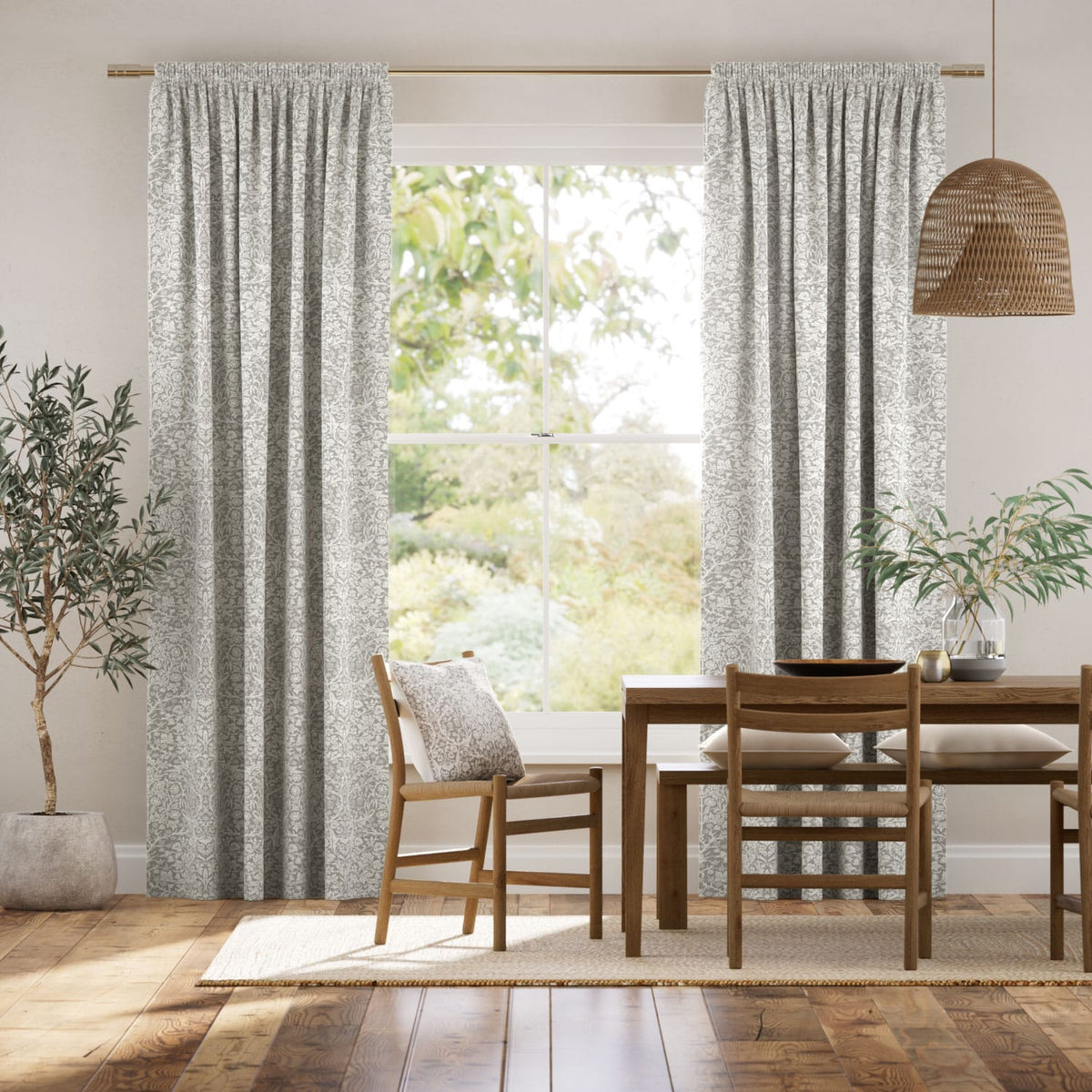 Colorized William Morris Blackthorn Stone  Curtains 6282