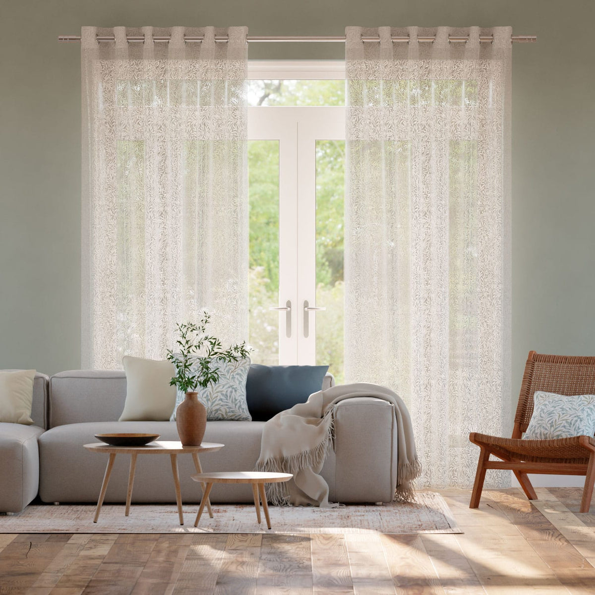 Colorized William Morris Willow Voile Pebble Curtains 6315