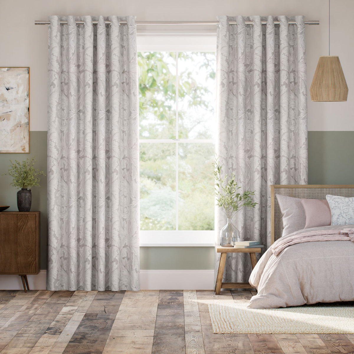 Colorized William Morris Acanthus Jacquard Ivory  Curtains 6384