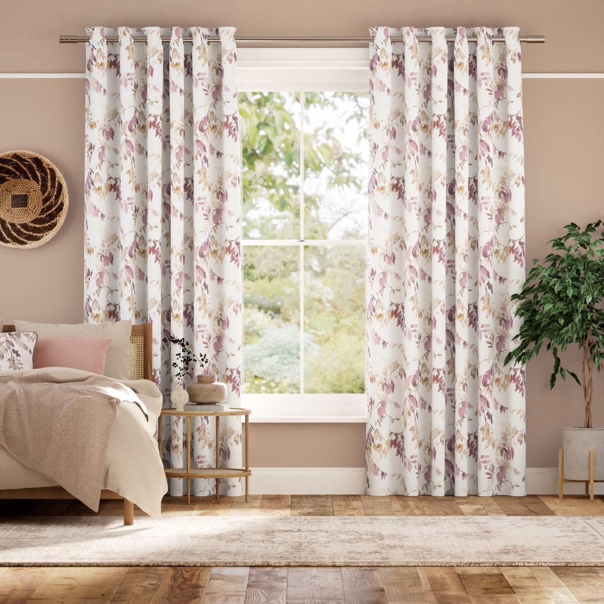 Colorized Watercolour Canopy Mauve Curtains 6475