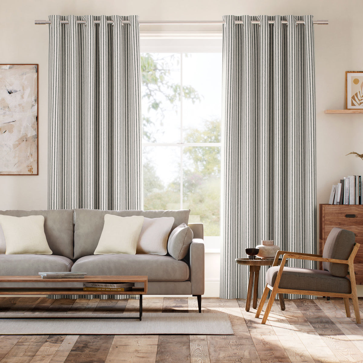 Colorized Chester Stripe Slate Curtains 6514