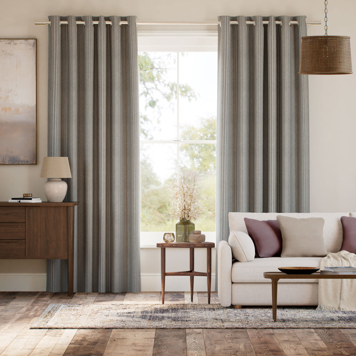 Colorized Taylor Slate Stripe Curtains 6529
