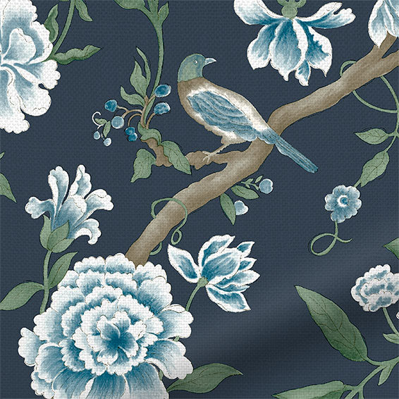ColorizedZoom Porcelain Garden Rich Cerulean Curtains 6558