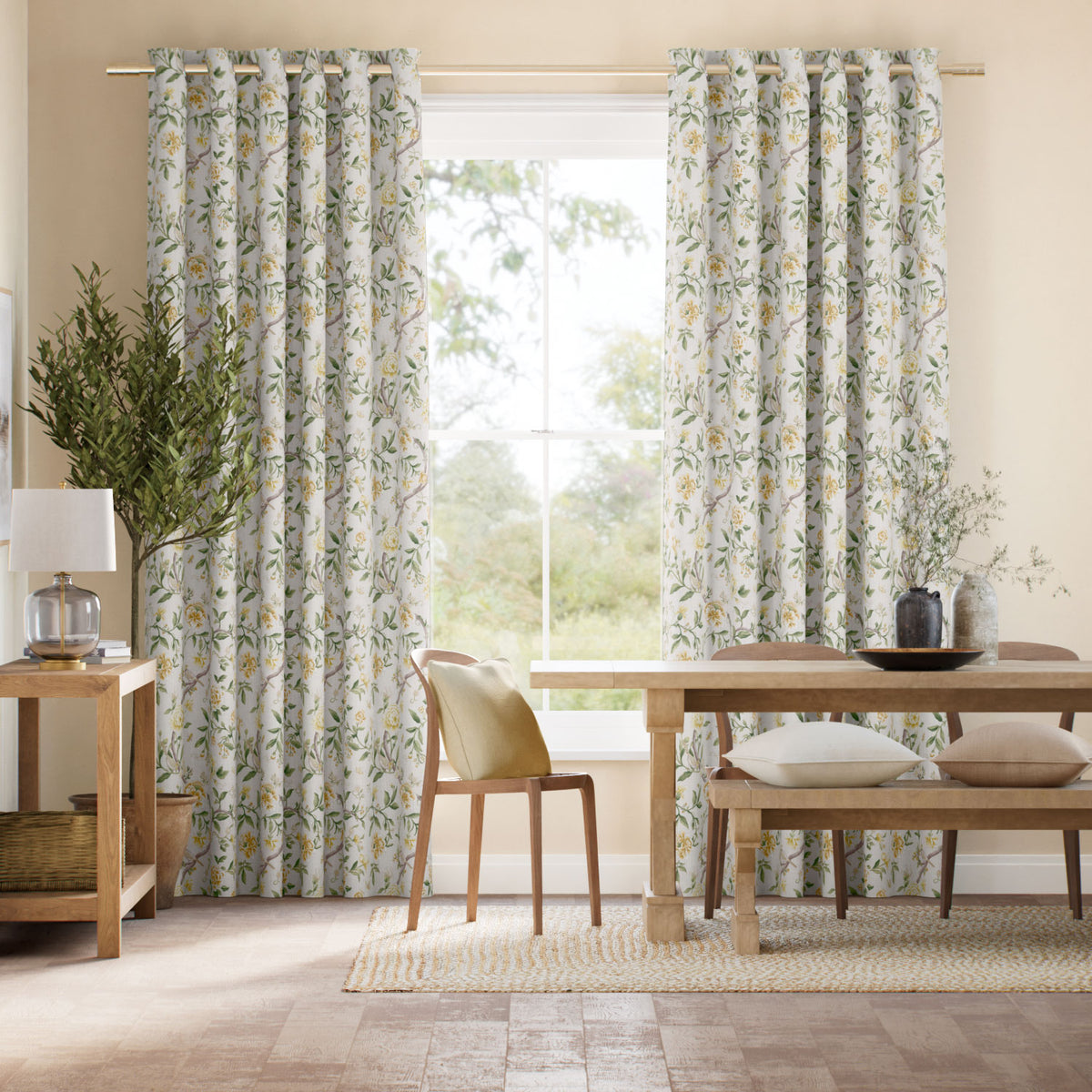Colorized Porcelain Garden Warm Yellow Curtains 6559