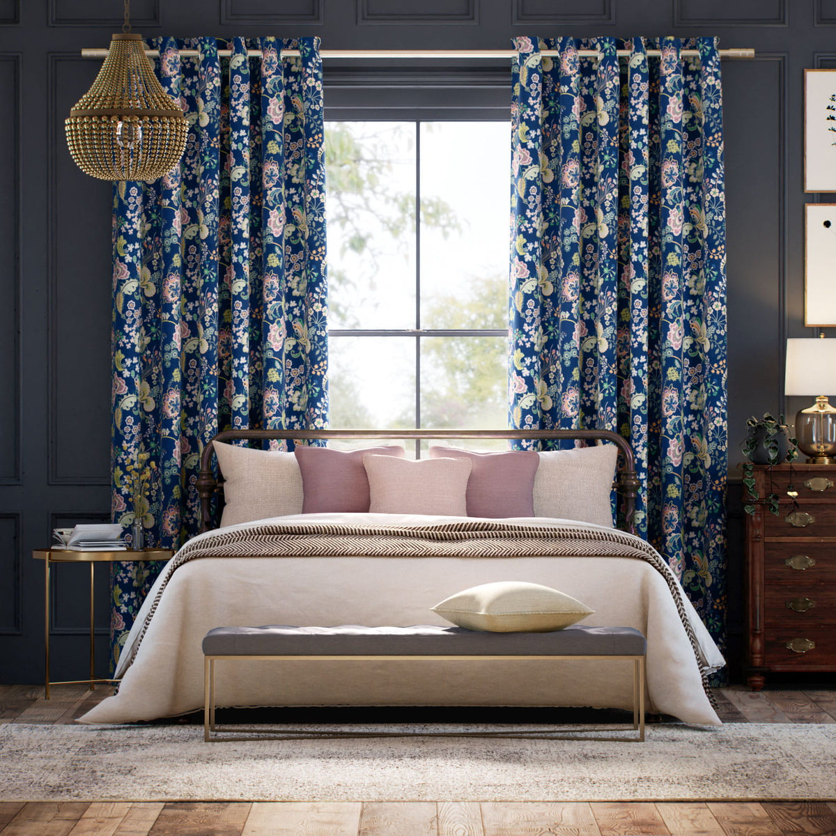 Colorized Symphony Indigo Curtains 6616