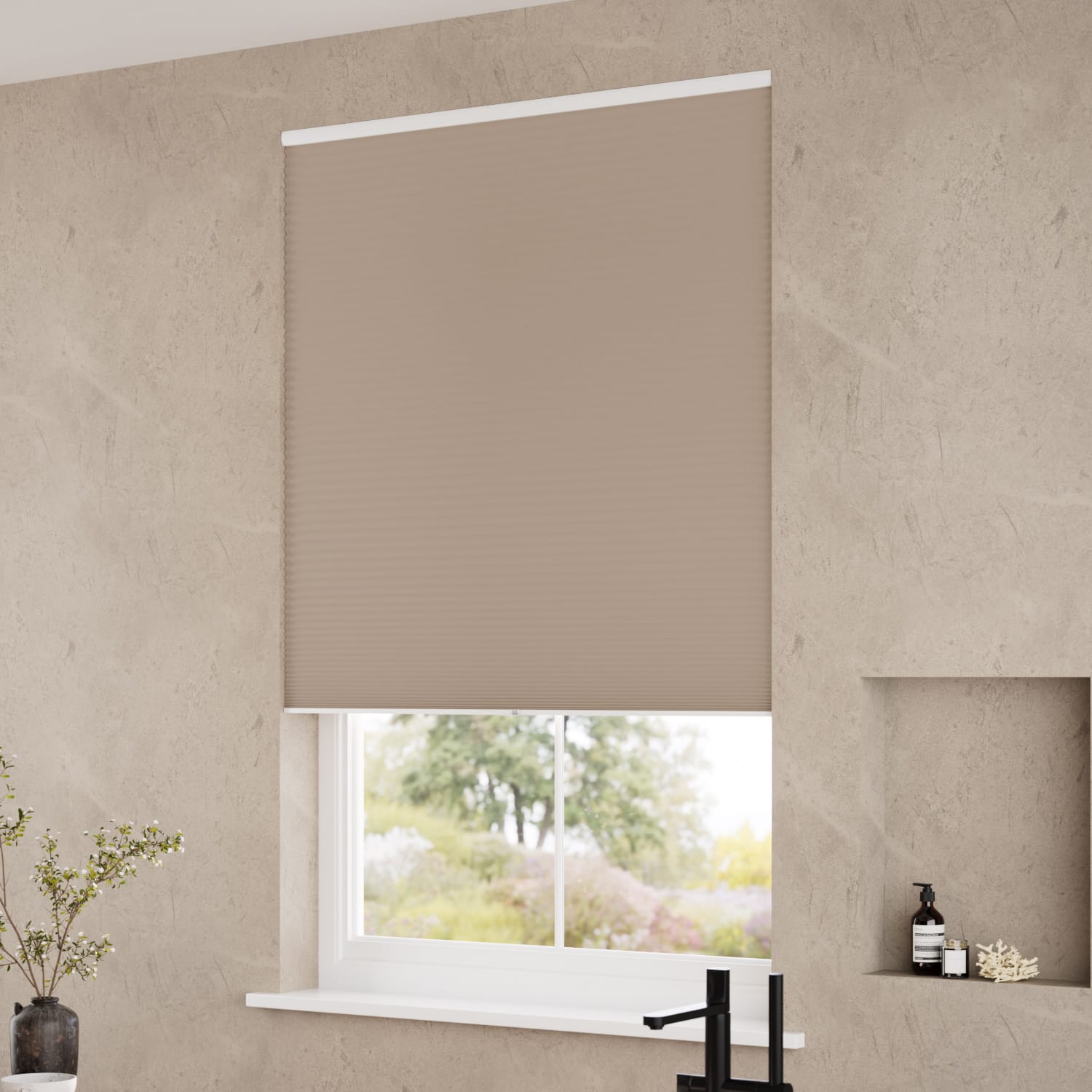 ColorizedZoom Electric DuoShade Cordless Mushroom Thermal Blind 9034
