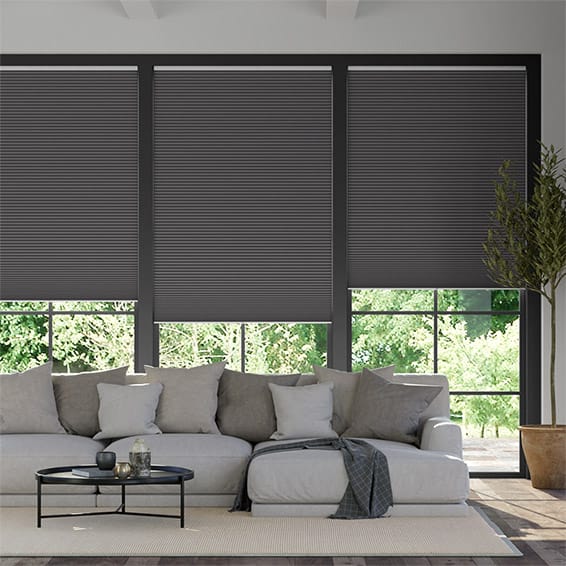 Colorized Electric DuoShade Cordless Anthracite Thermal Blind 9025