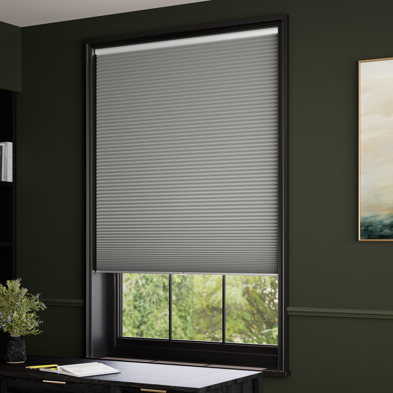 ColorizedZoom Electric DuoShade Cordless Nickel Grey Thermal Blind 9035