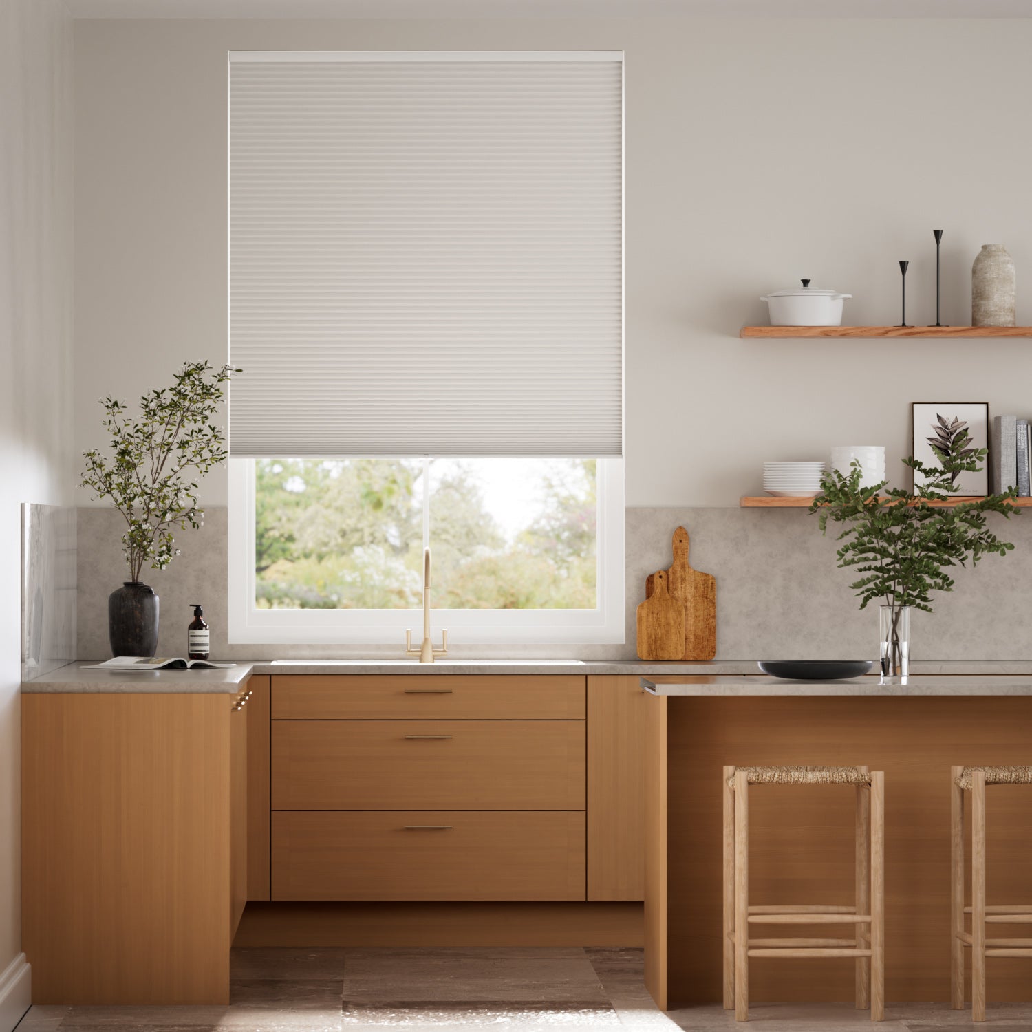 Colorized Electric DuoShade Cordless Grey Thermal Blind 9031