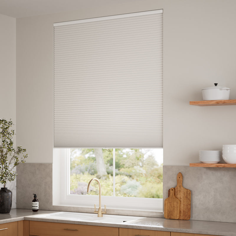 ColorizedZoom Electric DuoShade Cordless Grey Thermal Blind 9031